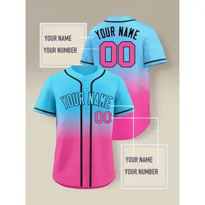 Custom Name & Number Lightweight Baseball Jersey For Men - Breathable Btn-Up Short Sleeve Training Shirt