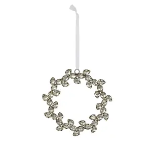 5-Inch Antique Silver Gem Wreath Ornament
