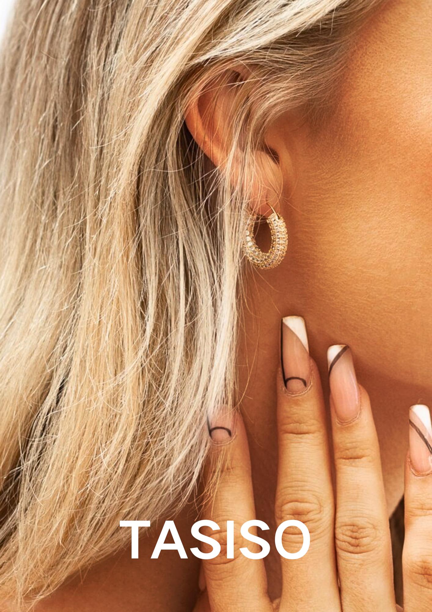 TASISO Sparkling 14K Gold Plated Cubic Zirconia Hoop & Stud Earrings Set for Women Multi-Size Daily Wear & Gift Eco-Friendly Zircon Stones Gift