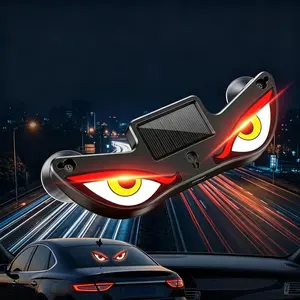 Dynamic Demon's Eyes Car Solar LED Light, Blinking Moving Eyes Car Decorative Lights, Auto Decorative Light, Night Warning Light, Ambience Lamp No Wiring Required, Led Car Ambient Light