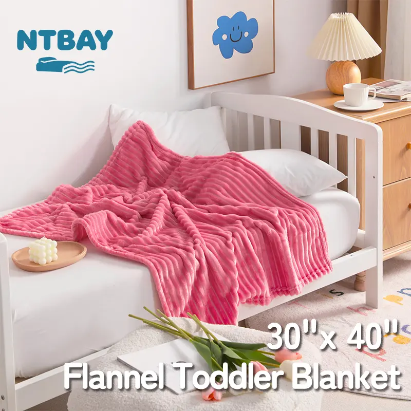 NTBAY Toddler Blanket, 30"x40" Throw Ultra Soft Flannel Fleece, Lightweight Warm Reversible Stripes Design, Cozy for Nap Travel Stroller, Breathable Durable Throw, Soft and Skin-friendly, Car Seat Blanket, Baby Shower Gift, Pet Blanket, Oeko-Tex