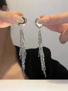 1 Pair of Women's Dangle Earrings European and American French Style Waterfall Long Tassel Chain Earrings, Dainty Fashion Jewelry, Jewelry Gifts, Suitable for Daily Wear and Banquets, a Gift for Your Lover on Valentine's Day