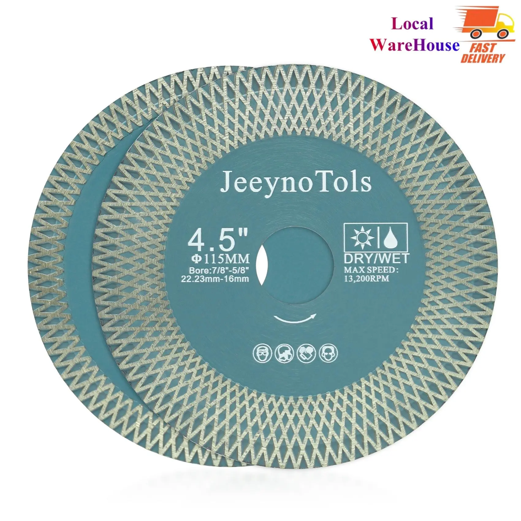 2pcs Diamond Grinding Cutting Discs - 4.5" (115mm) Width X-Teeth Dual-Coated 2-in-1 Cut & Grind Blades, 1.9mm Thickness, 7/8"-5/8" Arbor, Efficient Power Tool Accessory for Angle Grinder/Table Saw, Ceramic Tile