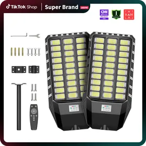 DEEPN Solar Street Light 750 LEDs IP66 Waterproof Outdoor LED Lamp with Motion Sensor & Remote Dusk to Dawn Yard Garden Lighting