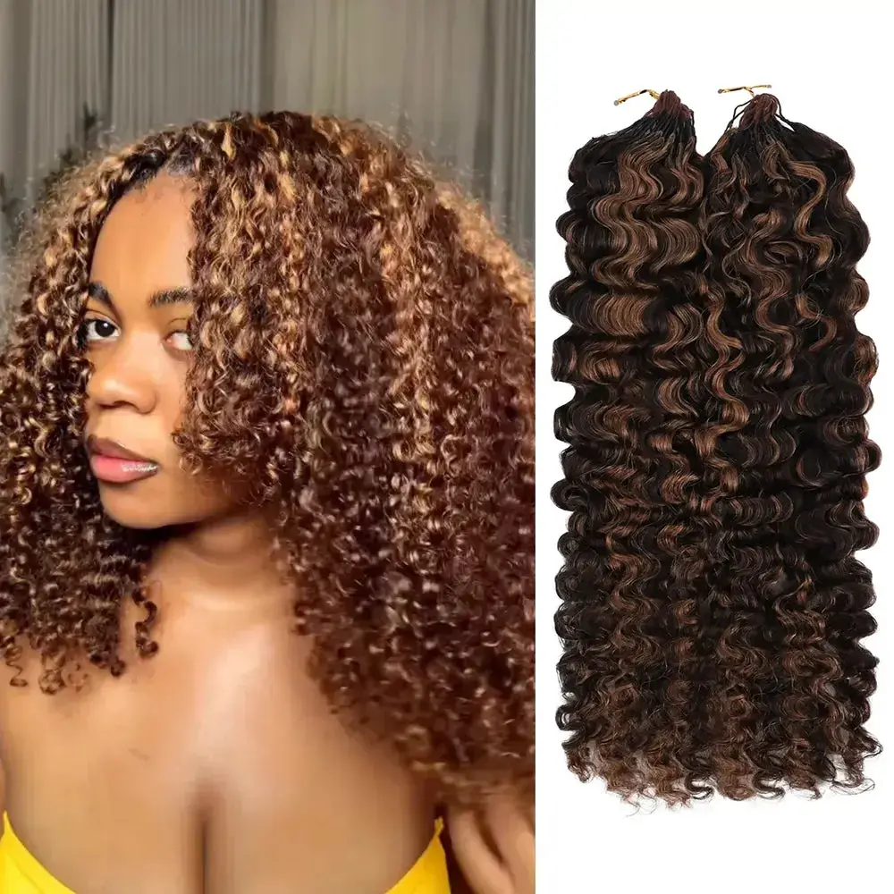 Ygwigs Mixed Color Blend Miracle Knots Water Deep Wave Feather Crochet Human Hair