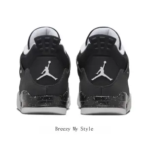 Black & Grey Color Block Suede & Mesh Mid-Top Sneakers, Retro Speckled Air Cushion Shock-Absorbing Wear-Resistant Casual Basketball Shoes