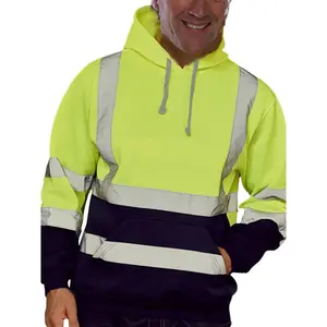 Reflective Hooded Sweatshirt Men Fall Winter Fleece, Safety Workwear Style, High Visibility Reflective, Warm and Comfortable, for Construction Workers and Traffic Officers Christmas and New Year Gifts
