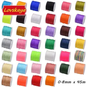 Lovskaya 0.8mmx45m Nylon Cord with Crystal Beads for DIY Jewelry Making Macramé Friendship Bracelets and Craft Projects Ultra-Durable UV-Resistant Multi-Craft Versatility