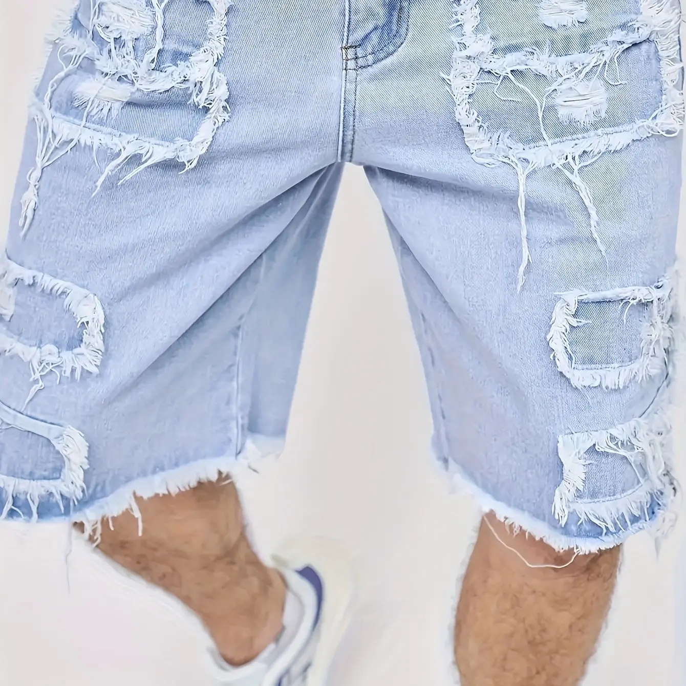 Raw Hem Denim Shorts with Rips – Edgy Urban Casual Warm-Weather Essential Raw Hem Denim Shorts with Rips – Edgy Urban Casual Warm-Weather Essential