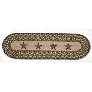 Capitol Importing  27 x 8.25 in. Gold Stars Printed Oval Stair Tread Rug