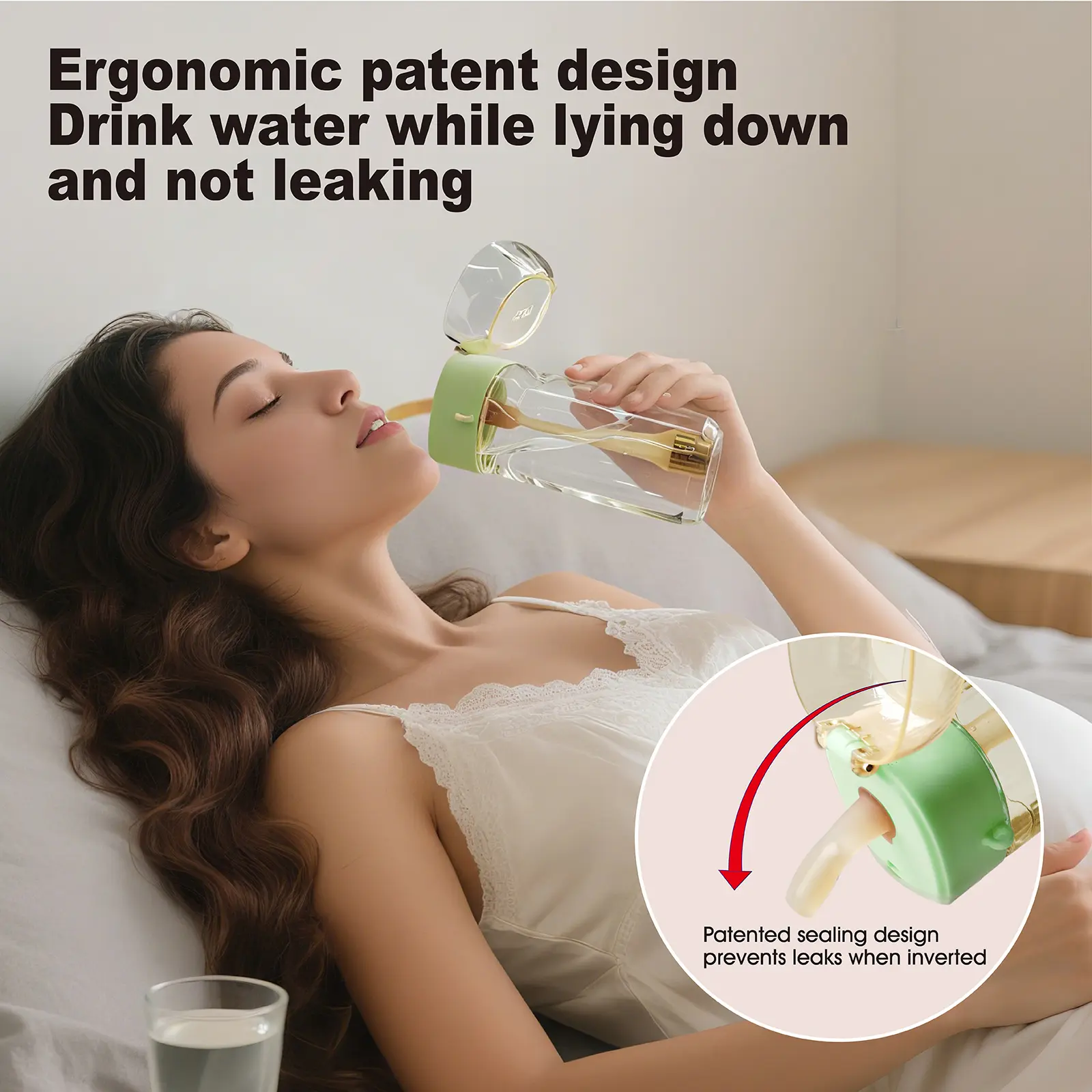 PPSU Postpartum Hydration Bottle 17oz, Lie-Down Safe Leak-Proof Design, Heat-Resistant 180°C, Anti-Nausea Drinking Bottle, Silicone Suction Port, New Mom Gift, Perfect for Bedridden Recovery or Outdoor Daily Use