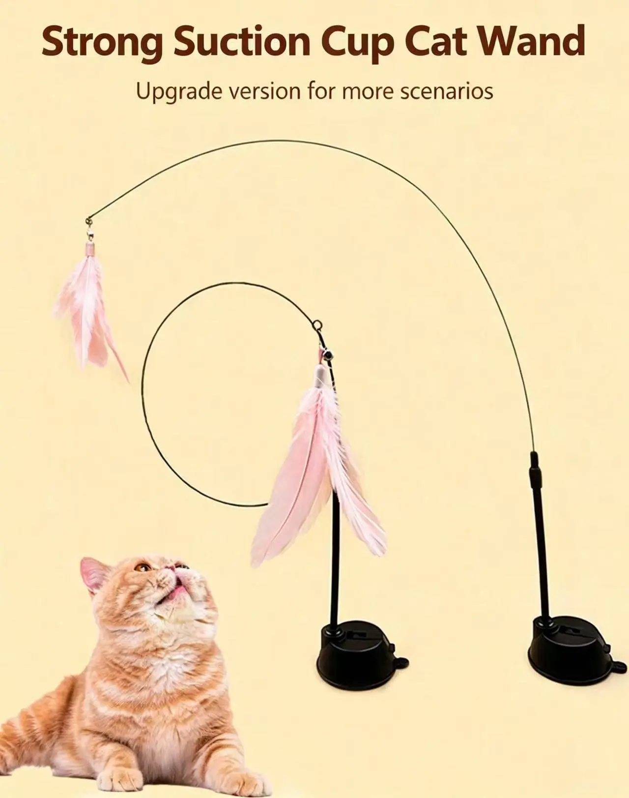 Upgrade Suction Cup Cat Feather Wand Toy