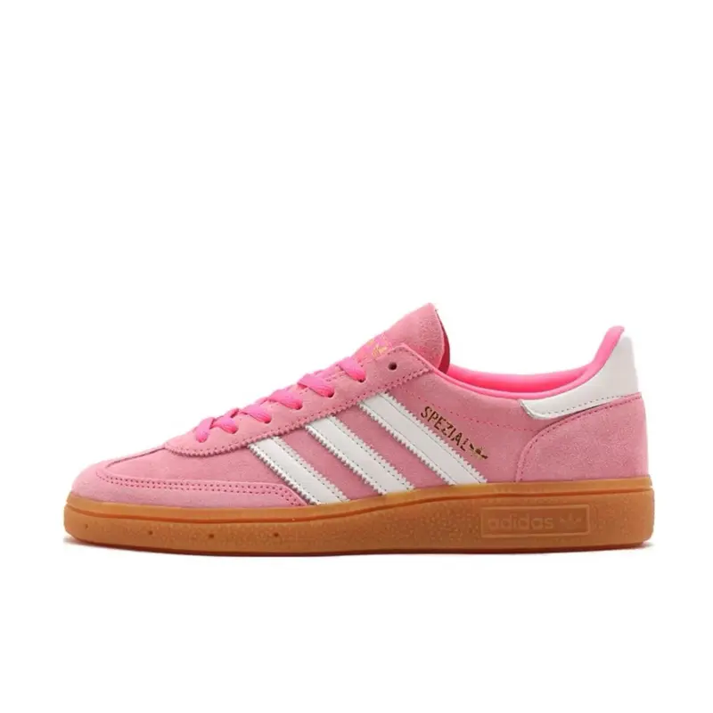 Adidas Women's Handball Spezial Casual Athletic Sneaker in Lucid Pink Suede, Cushioned Streetwear Dress Trainer with Gum Rubber Outsole, Casual Flat Sneakers, Suede Sneaker