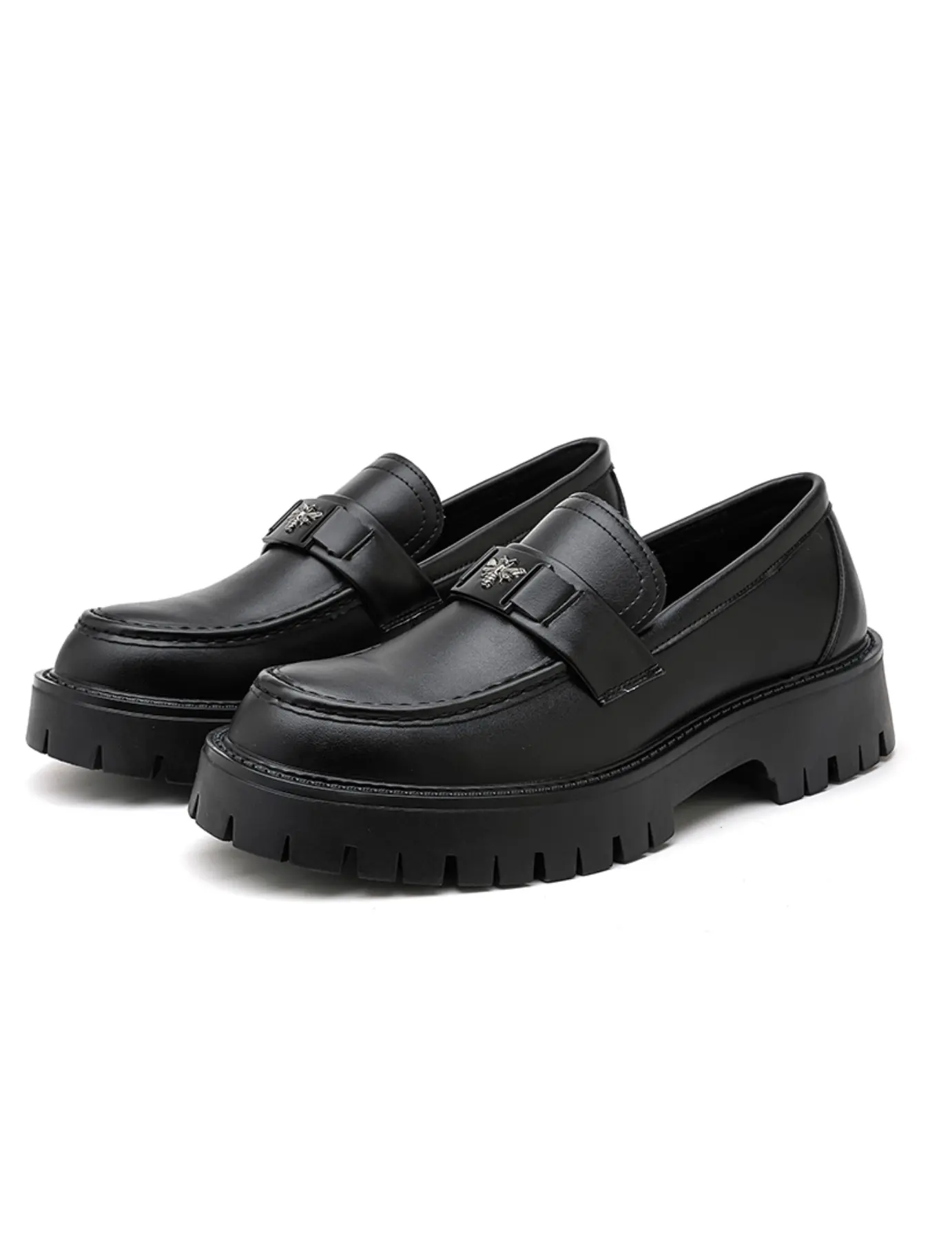 Men's Loafer Shoes Round Toe Thick Sole Height Increase Flat, Trendy Plain Fashion Classic Business Formal Men's Shoes, British Style Slip-On, Business Casual Shoes, Business Loafers