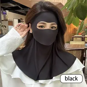 Summer Sun Protection Face Cover for Women Ice Silk Cooling Breathable Full Face Mask for Outdoor Sports