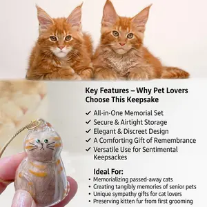 Cat Hair Storage Keychain: Pet Fur Keepsake Collector, Dog Transparent Pendant Memorial Bottle, Cat Lover Collecting Gift