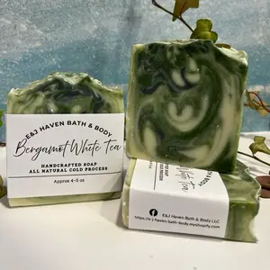 E&J Haven Bath & Body Bergamot White Tea Handcrafted Cold Process Soap 4-5 oz All Natural