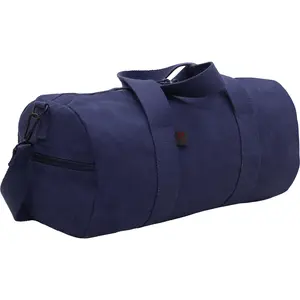 Navy Blue - Heavyweight Duffle Bag Cotton Canvas Sports Gym Shoulder & Carry Bag - 15"