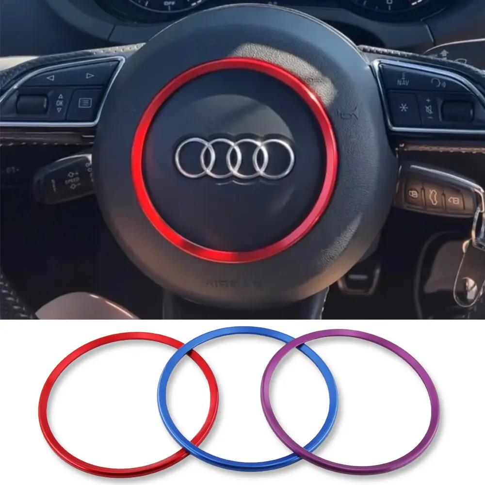 New Hot For Audi TT 8J MK3 A1 A3 S3 8V A4 B8 A5 8K 8T A6 S6 C7 S5 RS4 Q2 Sportback Car Steering Decorate Ring Sticker Trim Cover Stylingfor decorations