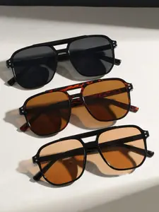 Women's Plastic Rivet Dual Beam Glasses, Unique Simple Modern Casual Atmosphere, Fashion Eyewear, 3 Pairs, Stylish and Trendy