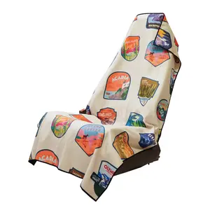 National Parks Cream Car Seat Cover Towel – Full Size Quick Dry Athletic Towel, Sweat Resistant Seat Protector for Running, Gym, Travel & Outdoor Adventures