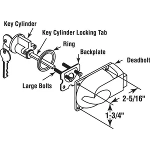 Prime-Line GD 52119 Diecast Painted Aluminum, Center Mount Deadbolt Lock with Keyed Cylinder (Single Pack)