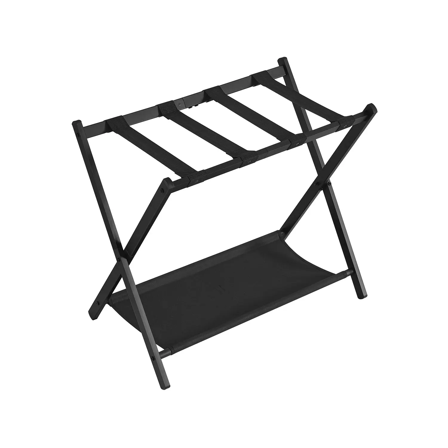 SONGMICS Steel Foldable Luggage Rack with Storage Shelf, Home Organiser for Bedroom, Entryway Storage Holder