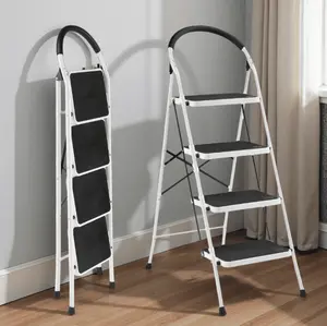 4 Step Ladder, Folding Step Stool with Steel Handgrip, Wide Anti-slip Pedal for Adult, Home Improvement Use, 330lbs Max