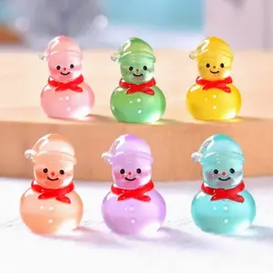 10 Pack Cute Glowing Mini Snowman Figurines, Indoor Outdoor Garden Patio Lawn Decorations, Random Colors, Perfect for Home Yard Decoration