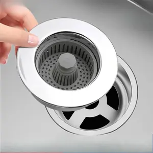 Kitchen Sink Drain Stopper Plug with Odor-Proof Bounce Core, Essential Filter Net Tool for Washing Basin & Dishwashing, Kitchen Accessories