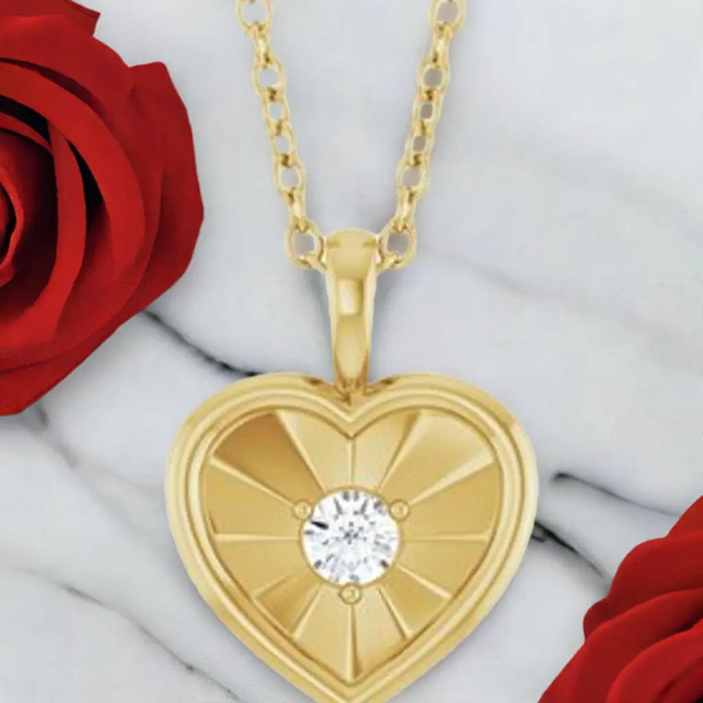 14 KT YELLOW GOLD PENDANT AND CHAIN WITH .10 NATURAL DIAMOND