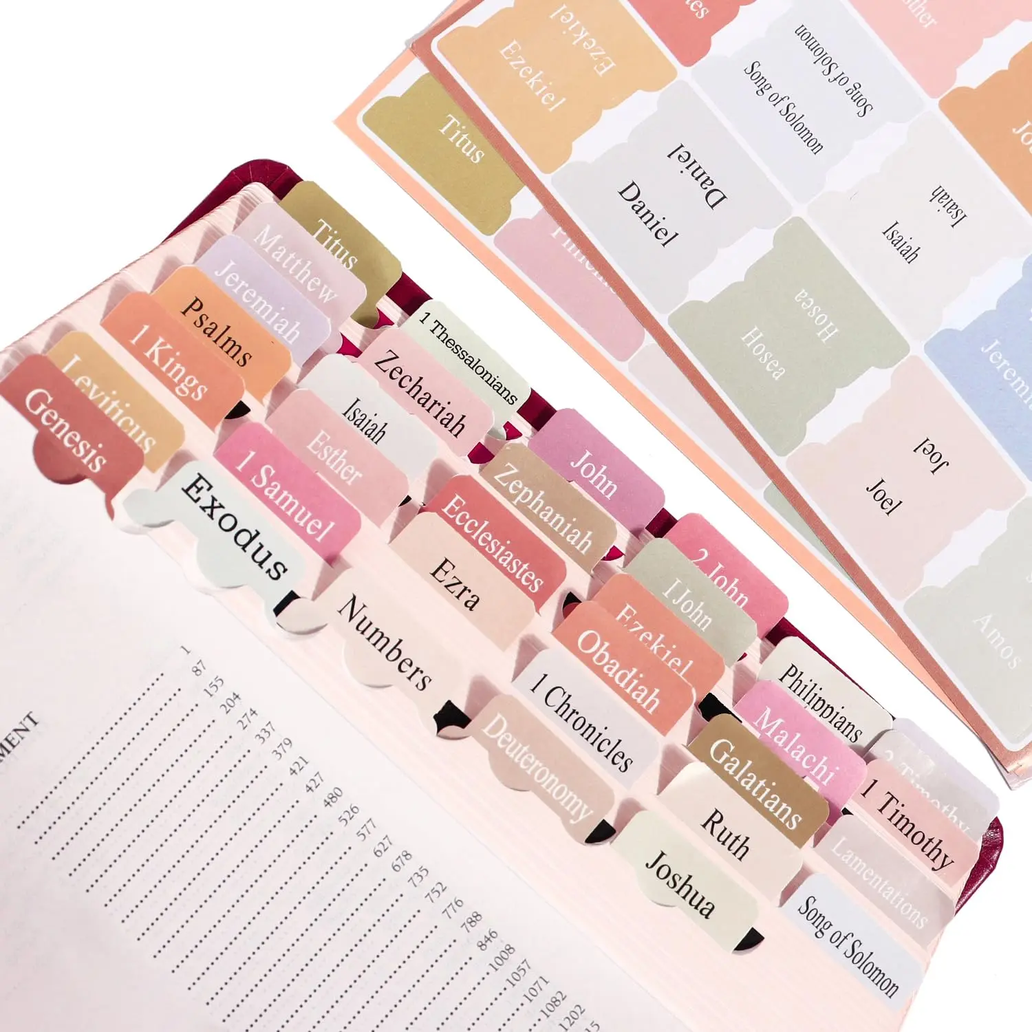 Self-Stick Muted Colors Bible Labels - Office Stationery Index Tabs with Blank Tabs for Customization, Extra Markers for Believers' Tranquil Study Sessions, Faith Devotion Book Lover Gifts, Self-Stick Paper