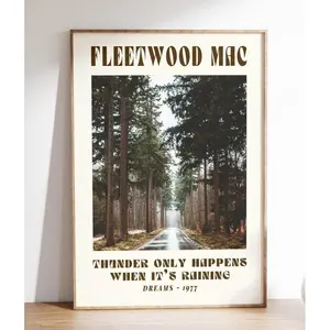 Fleetwood Mac Music Poster, 70's Vintage Wall Art, Song LyricsPrint, Gift For Music Lover Decor Photo Room Ornaments