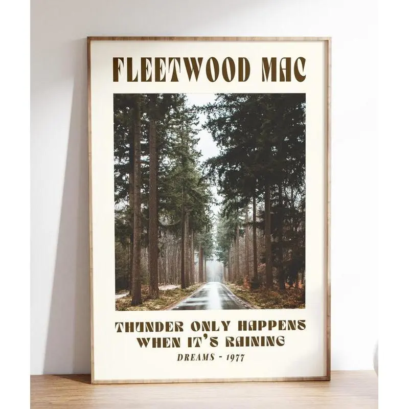 Fleetwood Mac 70s Rock Vintage Music Poster - Home Decor Items, Wall Decor, Decoration, Artistic Song Lyrics Collectibles, Gift for Music Lovers