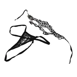 New Innocent-Sexy Two-Piece Set Panty & Eye Mask Lightweight Sheer Mesh Crotchless Tearable Playful Interaction Ultra-Stretchy Fits All Body Types Delicate Lace Trim Ideal for Dates Intimate Moments & Couple Games