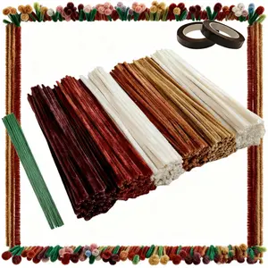 Coffee pipe cleaner floral supplies, 50 pieces of chenille stems and accessories in each color, pipe cleaner craft, coffee bouquet supplies, bulk pipe cleaner DIY floral bouquet kit, graduation gift, Mother's Day gift, wedding gift
