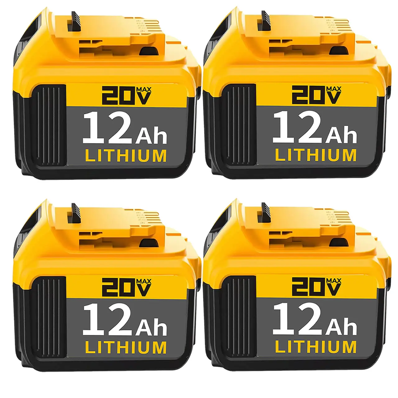 4-Pack 12Ah Lithium-lon 20V Battery Replacement for Compact XR Design, High-Capacity Power,Compatible with DCB205 DCB200 DCB203 20-VoltCordless Power Tools, Long-Lasting , Reliable and Durable Construction for powertools