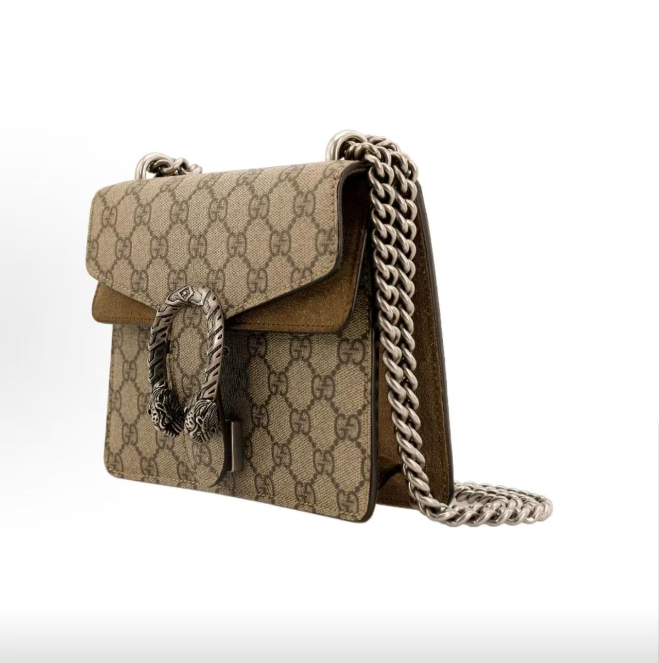 Pre-owned GUCCI Dionysus Mini Small Crossbody Shoulder Bag GG Monogram Tiger Head Closure Women Luxury Handbag