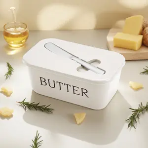 Premium Butter Dish with Knife, Food Safe Storage Container with Lid, Versatile Multi-Use Tray for Refrigerator, Stylish Butter Keeper & Cheese Box, Food Storage Containers