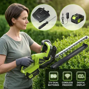 【SummerVibes】KEPEAK Cordless Brushless Hedge Trimmer for Home Garden | Lightweight Lithium-Ion Power Tool with 1 Battery, Easy Trim Bushes Shrubs & Hedges, SummerVibes