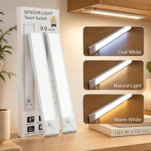 Rechargeable LED Strip Light, Motion Sensor Super Bright Under Cabinet Lights, Adjustable Color & Brightness, Wireless Stick-On Night Light for Wardrobe, Porch, Kitchen Cabinets, USB-C Fast Charging, No Wires Needed, Aesthetic Room Decor, Energy Saving