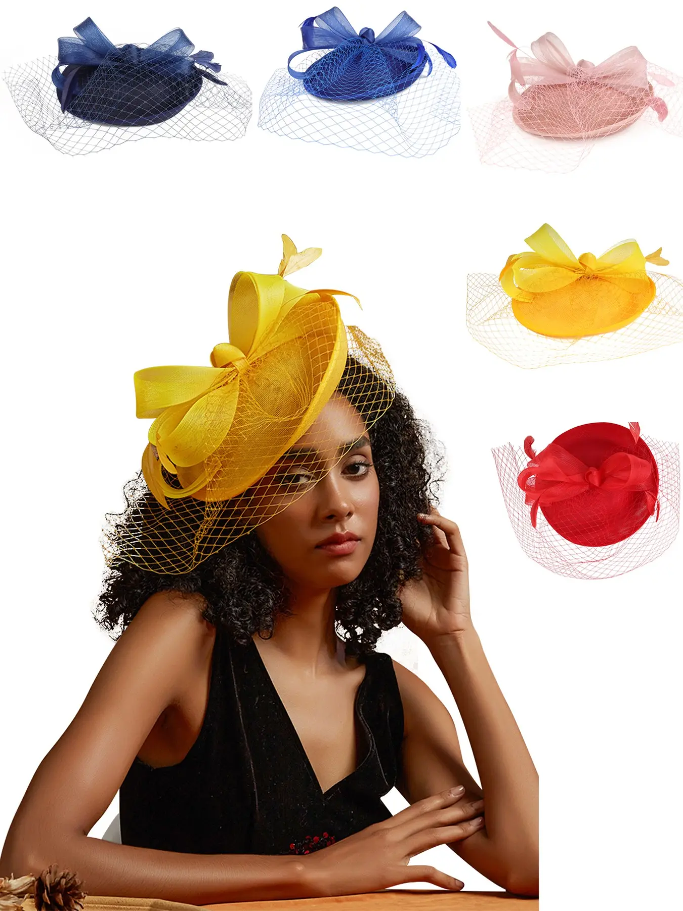 1PC 50s Fascinator Hat for Women Funeral Veil Hat Pillbox Cocktail Tea Party Headpiece,Carnival, Halloween, Horse Racing Season Accessories, Versatile Accessory, Vintage Hat