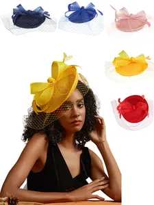 1PC 50s Fascinator Hat for Women Funeral Veil Hat Pillbox Cocktail Tea Party Headpiece,Carnival, Halloween, Horse Racing Season Accessories