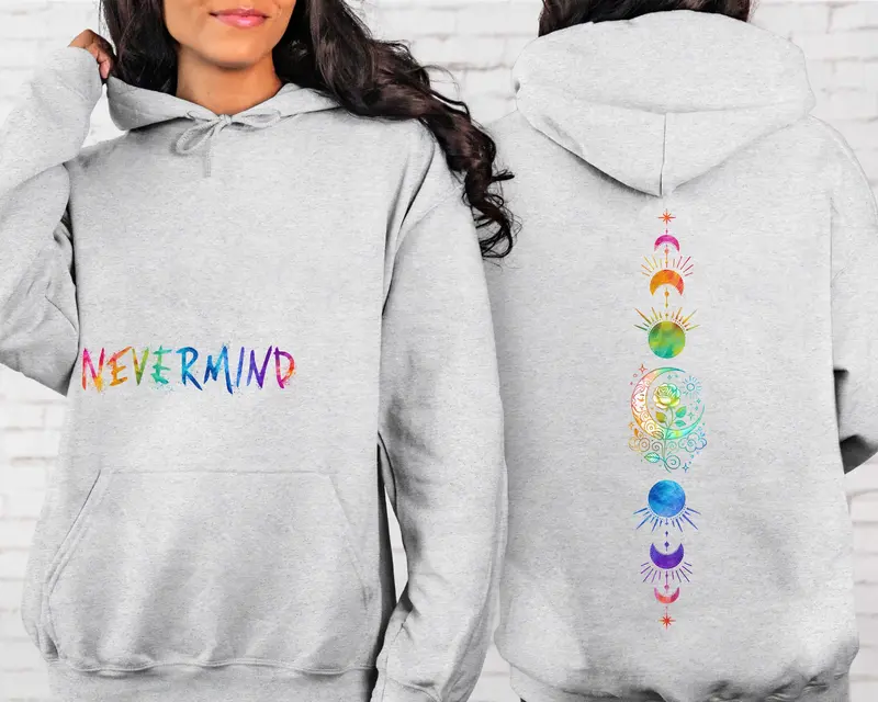 Nevermind Tattoo LGBT Hoodie, Moon Phase Sweatshirt, Bangtan Rainbow Nevermind Tattoo Sweater, Jimin Nevermind 2-Sides Hoodie ,Gift For Army, Moon Phase Shirt, Gift for Bestie