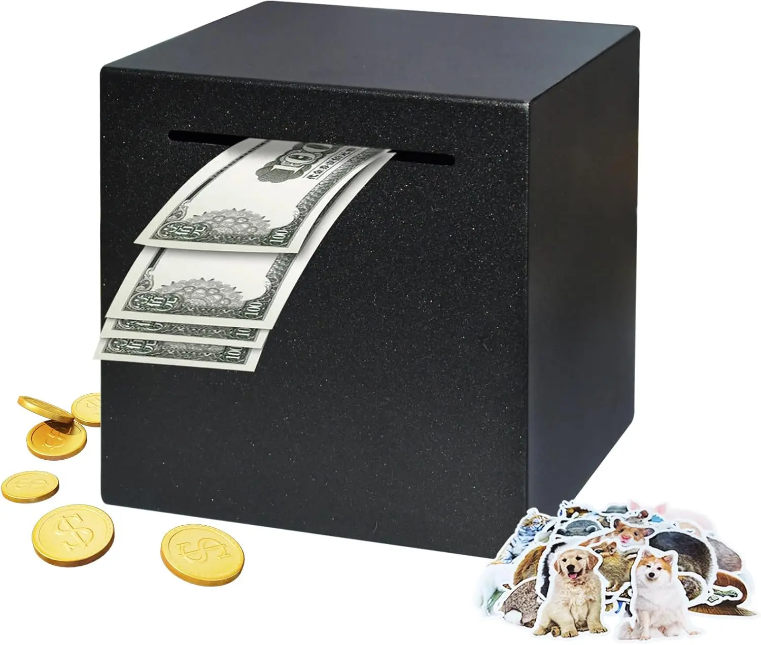 Halloween Fall Gift Stainless Steel Piggy Bank for Adults – Unbreakable Metal Money Saving Box, Break to Open Cash Bank, Secure Coin Savings Container for Kids & Adults (Black, 4.72 Inch)