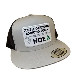 Just a Gardener Flat Bill Hat - White Patch/ Grey&Blk 6006