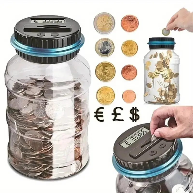 Automatic Counting Coin Bank with LCD Display, Digital Piggy Bank, Large Savings Bank, Cash Coin Jar, Coin Counter, Durable Abs Resin, Perfect Gift for Halloween Thanksgiving Christmas, Cash Saving Box