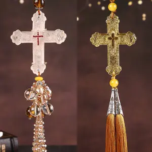 High-end crystal cross car pendant, interior car decoration ornament, a charm for protection and peace