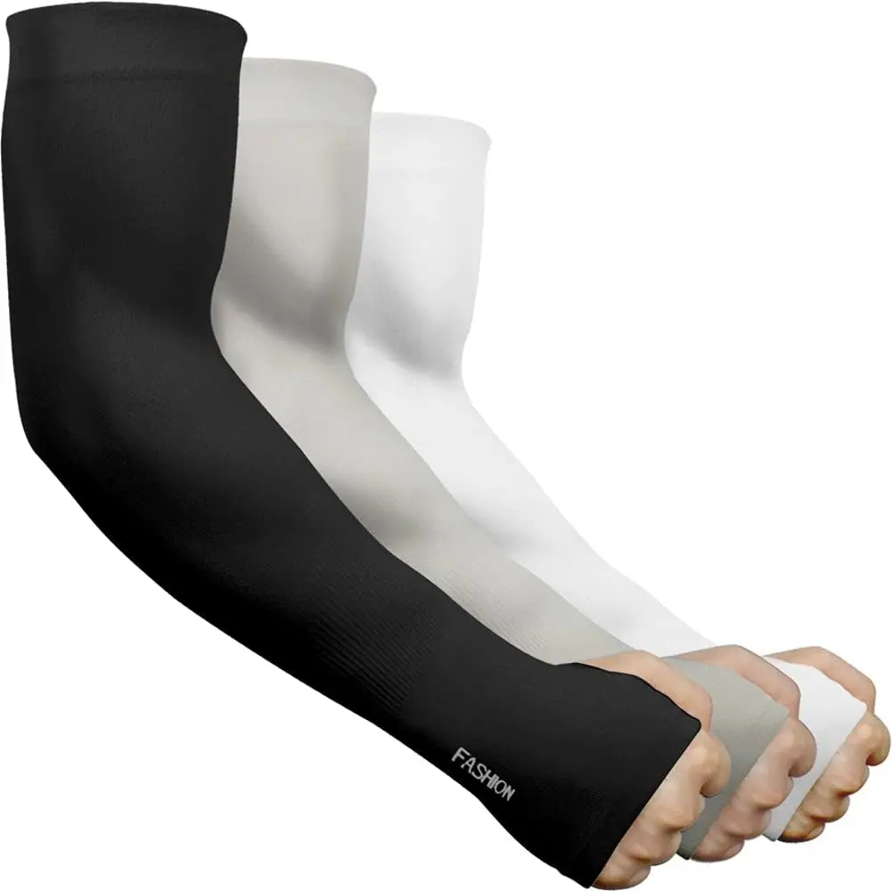 beister Arm Sleeves for Men & Women, UPF 50+ UV Sun Protection, Cooling | Lightweight stretch knit; half-hand coverage; thumb-hole design; tattoo cover; driving, golf, cycling, gaming, outdoor work
