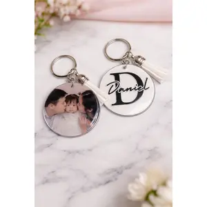 Custom photo acrylic keychain with name